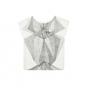 diamond white silk top